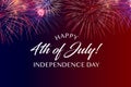 Happy July 4th Greeting with red and blue background