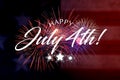 Happy July 4th Greeting with red and blue background