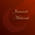 Happy Jummah Mubarak gold Arabic calligraphy with Beautiful Moon and Islamic Pattern design