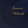 Happy Jummah Mubarak gold Arabic calligraphy with Beautiful Moon and Islamic Pattern design