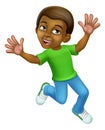 Happy Jumping Boy Kid Child Cartoon Character Royalty Free Stock Photo