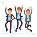 Happy jumping business man. Flat success in business concept design