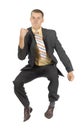 Happy jumping businessman Royalty Free Stock Photo