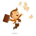 Happy jumping businessman with case Royalty Free Stock Photo