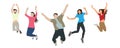 Happy jumping people, isolated on white background. Concept of victory, happiness, success and etc. Vector illustration Royalty Free Stock Photo