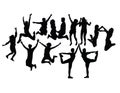 Happy Jumping People Silhouettes Royalty Free Stock Photo