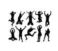 Happy Jumping Silhouettes Royalty Free Stock Photo