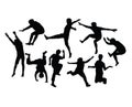 Happy Jumping Silhouettes Royalty Free Stock Photo