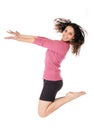 Happy jumping woman Royalty Free Stock Photo