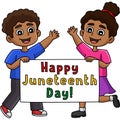 Happy Juneteenth Day Banner Cartoon Clipart