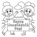 Happy Juneteenth Day Banner Coloring Page for Kids