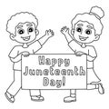 Happy Juneteenth Day Banner Isolated Coloring Page