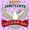 Happy Juneteenth Freedom Day Colored Cartoon