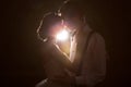 Happy just maried couple backlit Royalty Free Stock Photo