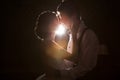 Happy just maried couple backlit Royalty Free Stock Photo