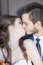 Happy just married couple kissing Royalty Free Stock Photo