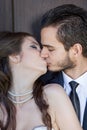 Happy just married couple kissing Royalty Free Stock Photo