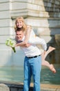 Happy just married couple on Montmarte Royalty Free Stock Photo