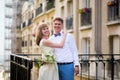 Happy just married couple on Montmarte Royalty Free Stock Photo