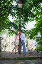 Happy just married couple on Montmarte Royalty Free Stock Photo