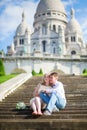 Happy just married couple on Montmarte Royalty Free Stock Photo