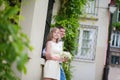 Happy just married couple on Montmarte Royalty Free Stock Photo