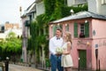 Happy just married couple on Montmarte Royalty Free Stock Photo