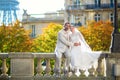 Happy just married couple in Paris Royalty Free Stock Photo