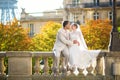 Happy just married couple in Paris Royalty Free Stock Photo