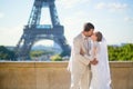 Happy just married couple in Paris Royalty Free Stock Photo