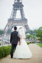 Happy just married couple in Paris Royalty Free Stock Photo