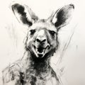 Happy Kangaroo Portrait Ink Drawing Inspired By Joram Roukes And Aaron Siskind