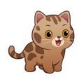 Happy Kawaii Bengal Cat Cartoon Animal Illustration