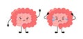 Happy kawaii character of small and large intestine. Human body internal organ of the gastrointestinal tract. Abstract