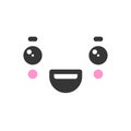 Happy kawaii cute emotion face, emoticon vector icon