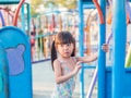 Happy kid, asian baby child playing on playground Royalty Free Stock Photo