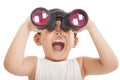 Happy kid with binoculars Royalty Free Stock Photo
