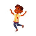 Happy Kid Boy Dancing And Walking Outdoor Vector