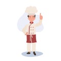 Happy Kid Chef Giving Approval Sign. Kid Chef with Thumbs Up Gesture Royalty Free Stock Photo