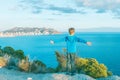 Happy kid enjoying holiday by sea in Benidorm, Spain Royalty Free Stock Photo