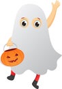 Happy kid in a ghost costume Royalty Free Stock Photo
