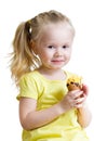 Happy kid girl eating ice cream isolated Royalty Free Stock Photo