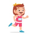 happy kid girl train run marathon jogging Royalty Free Stock Photo