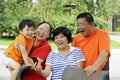 Happy kid with his uncle and aunt