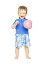 Happy kid little boy with balloon. Child smiling i Royalty Free Stock Photo