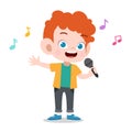 happy kid play sing karaoke music vector Royalty Free Stock Photo