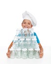 Happy kid preparing for autumn canning Royalty Free Stock Photo