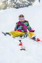 Happy kid in ski goggles Royalty Free Stock Photo