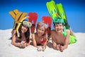 Happy kids on the beach Royalty Free Stock Photo