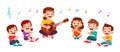 happy kids boy and girl sing song with teacher Royalty Free Stock Photo